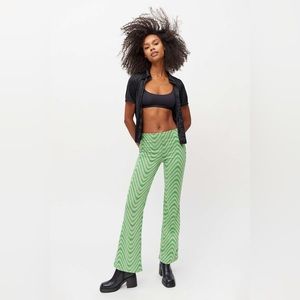 Urban Outfitters Green Patterned Flare Pants
